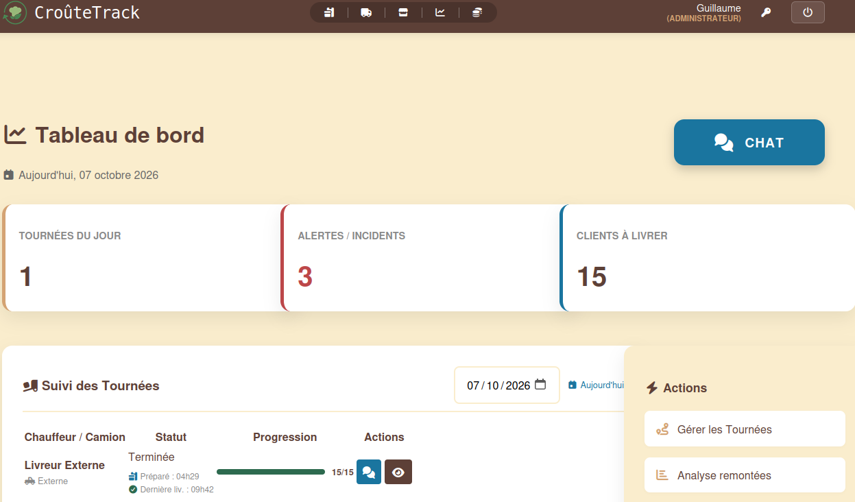 CroûteTrack — Logiciel sur mesure pour la gestion des tournées et des contenants consignés
